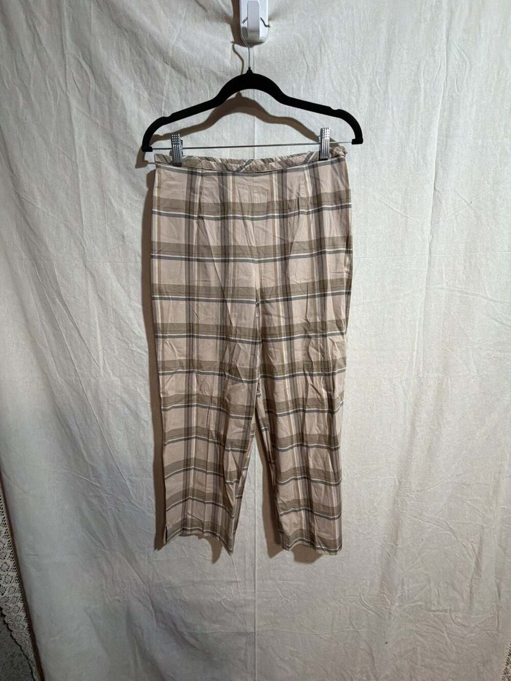 Gemilli Vintage Plaid Pattern High-Waist Cotton Blend Trousers